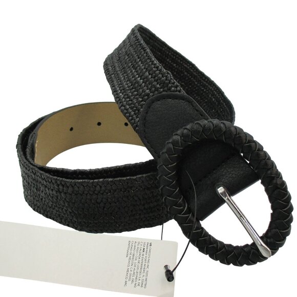 Chico's Woven Belt Black Women's Size L Neutral Casual 1.4" wide Non Leather $69 - Picture 2 of 6